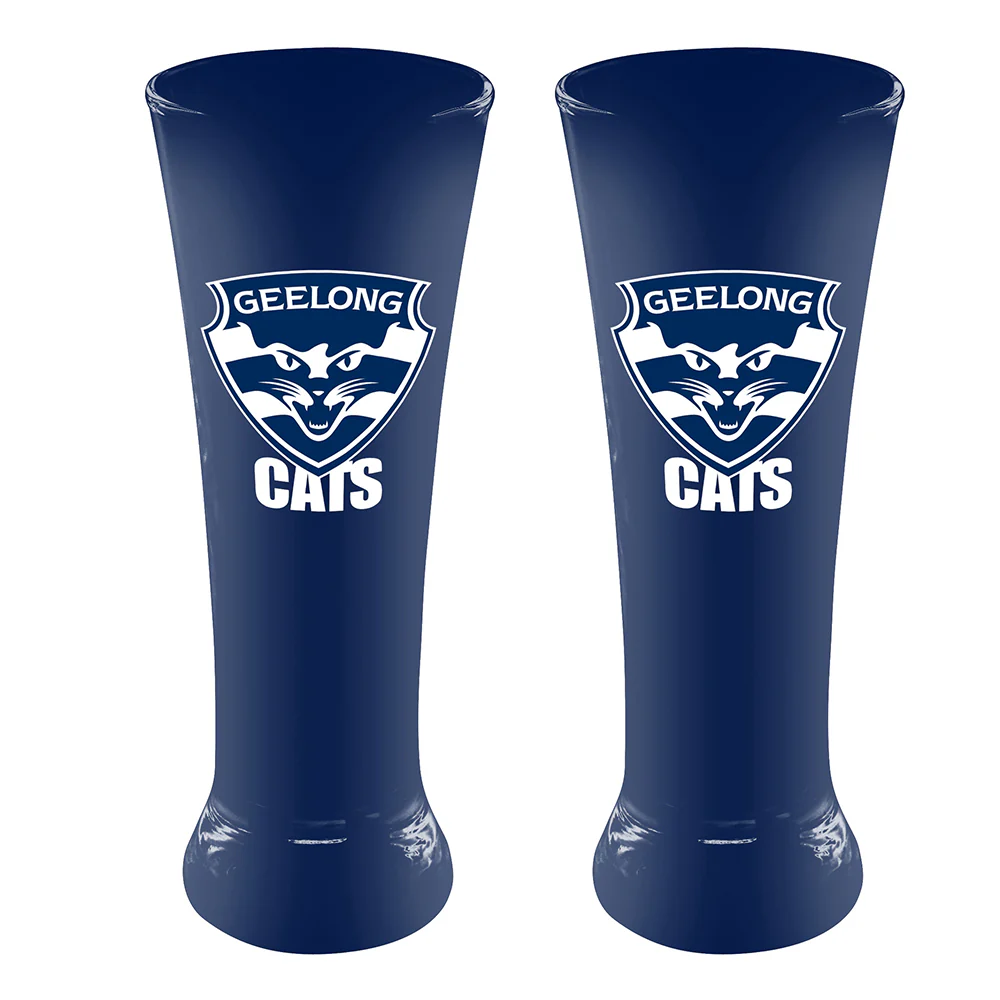 Geelong Cats Set Of 2 Coloured Glass Skols