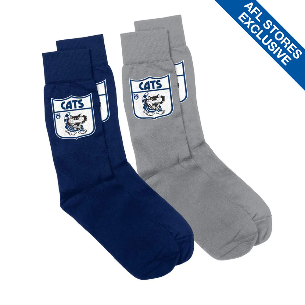 Geelong Cats Socks Twin Pack Retro Socks