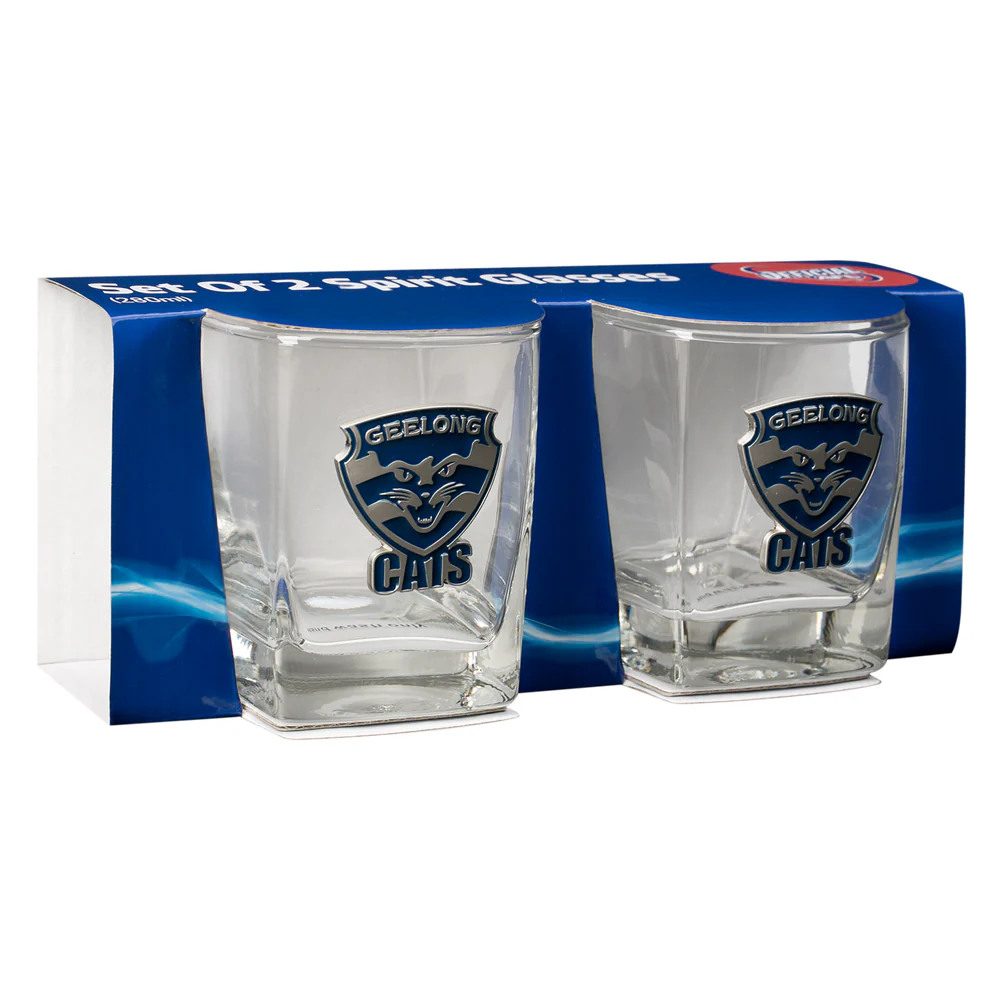 Geelong Cats Spirit Glasses With Metal Badge - Image 2