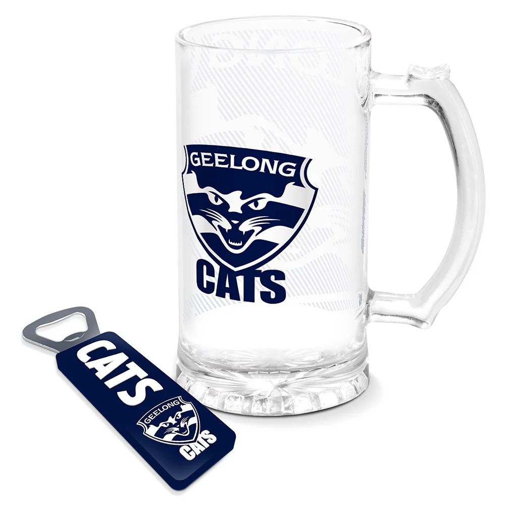 Geelong Cats Stein Glass & Opener Gift Pack