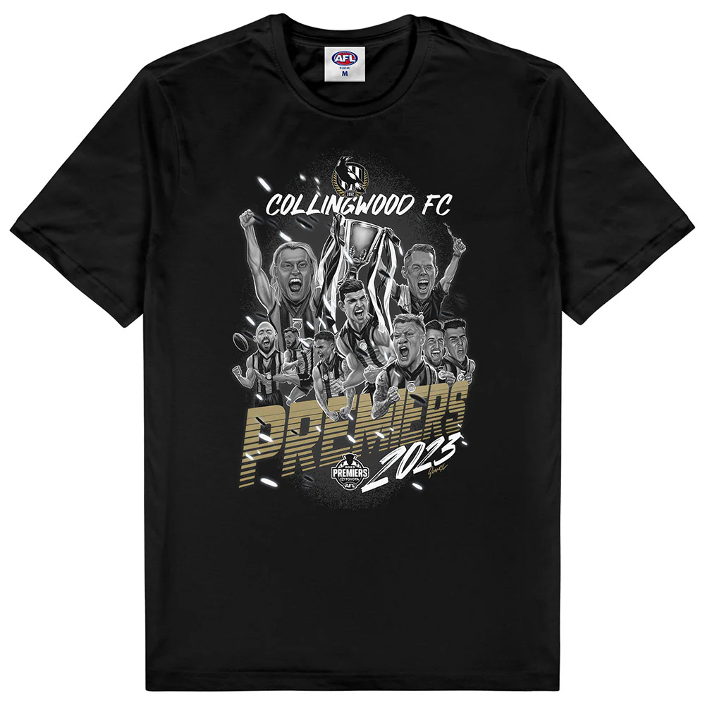 Collingwood 2023 Premiers Grange Celebration Mens Black Tee