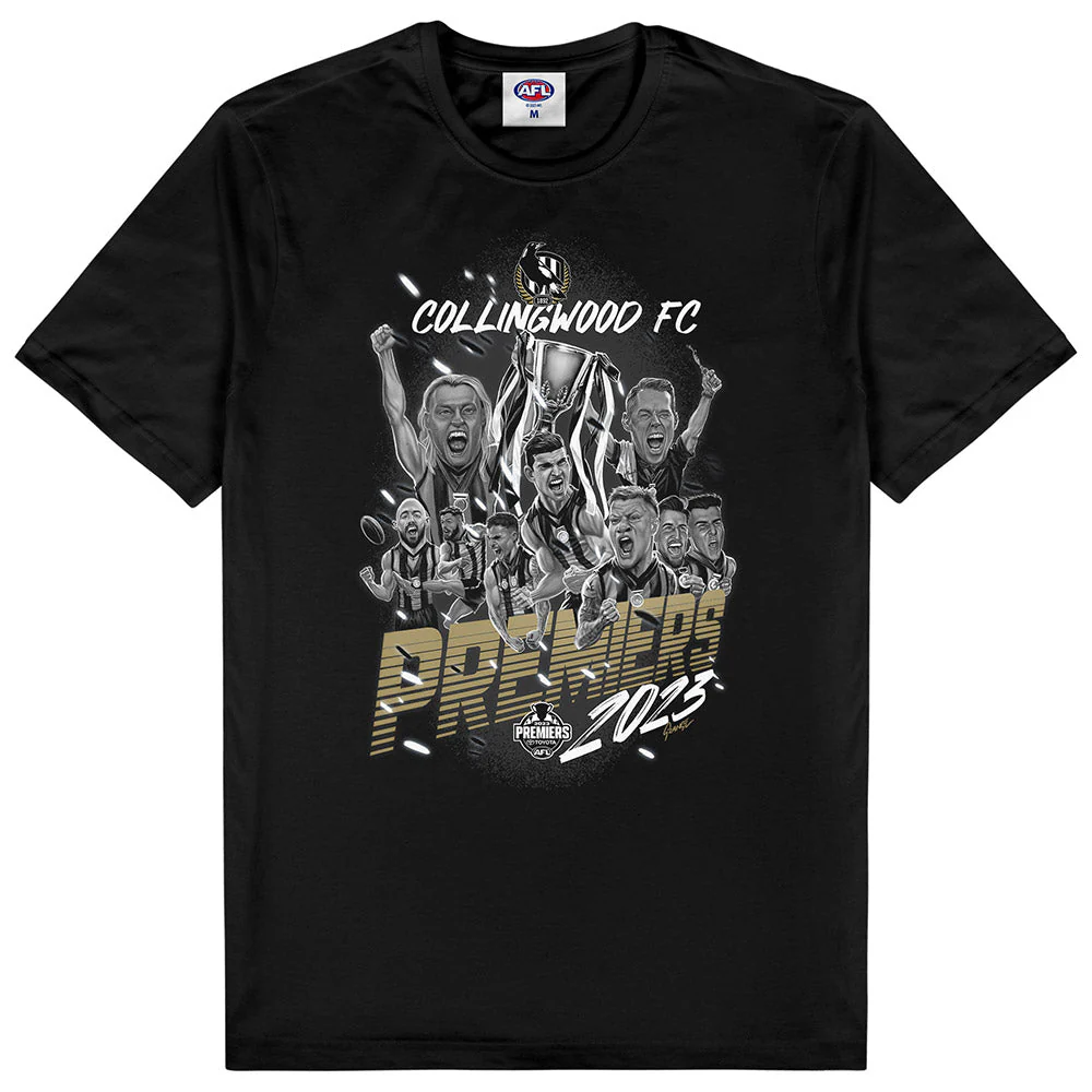 Collingwood 2023 Premiers Grange Celebration Mens Black Tee - Image 3