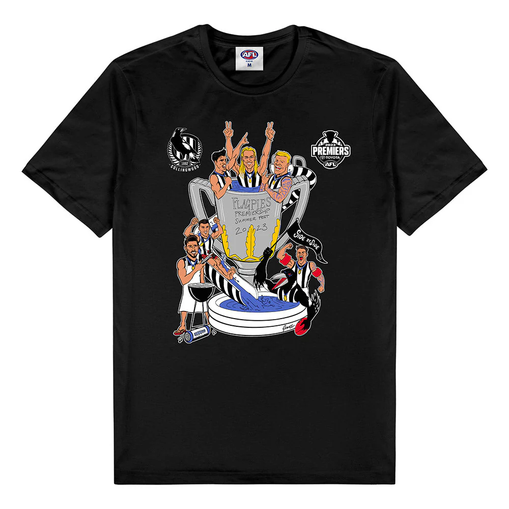 Collingwood 2023 Premiers Grange Cup Montage Adults Tee - Image 3