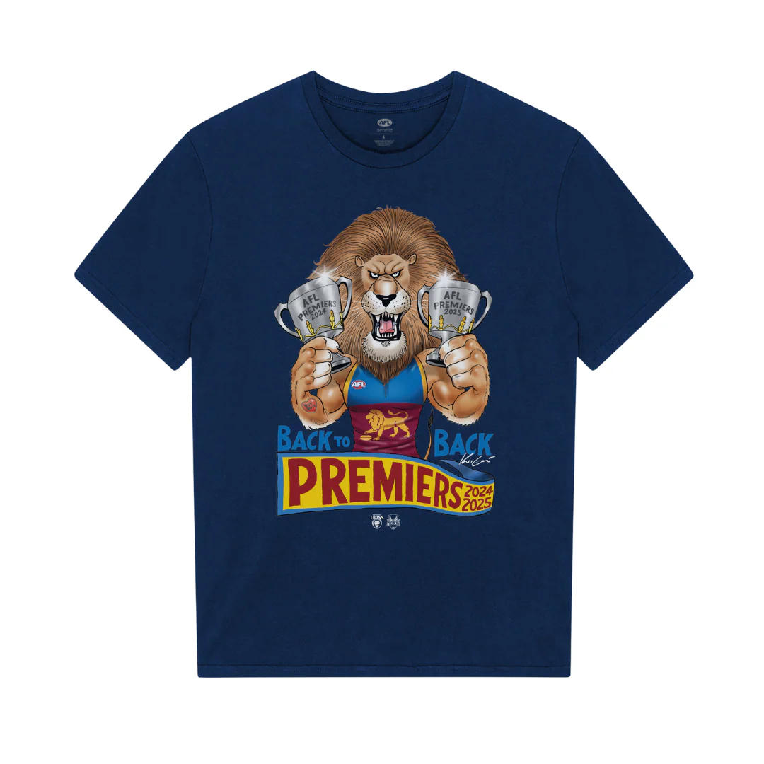 Brisbane Lions 2025 Premiers Mark Knight Youth Tee
