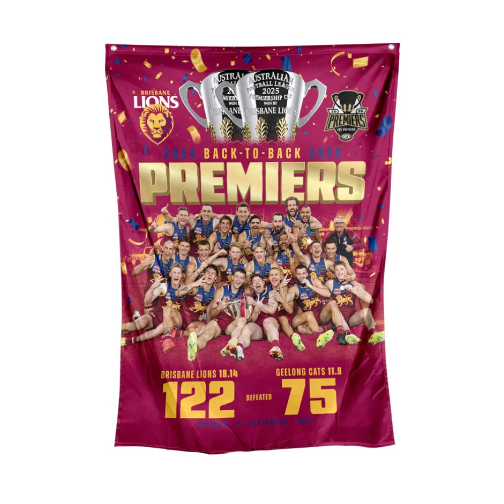Brisbane Lions 2025 Premiers Team Wall Flag