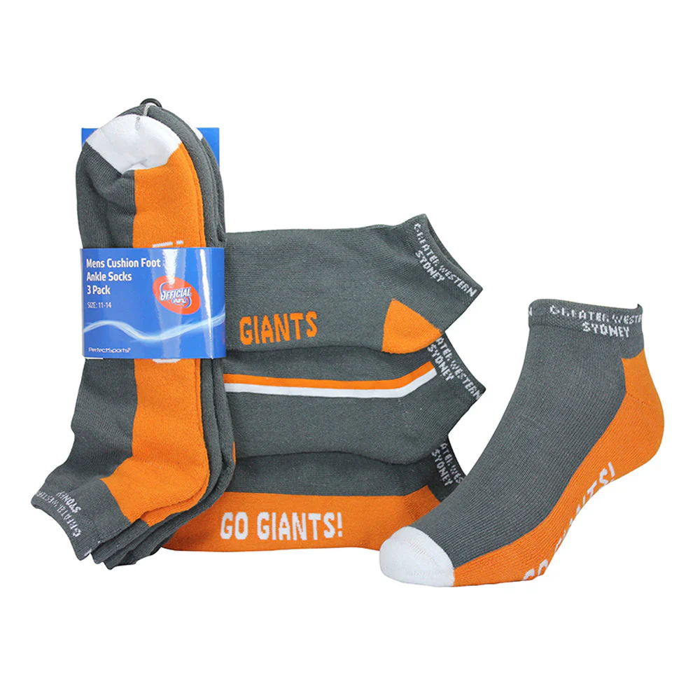 GWS Giants Mens Ankle Socks 3-Pack - Image 2