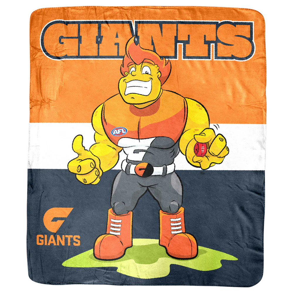 GWS Giants Retro Mascot Coral Fleece Throw Rug - Image 2