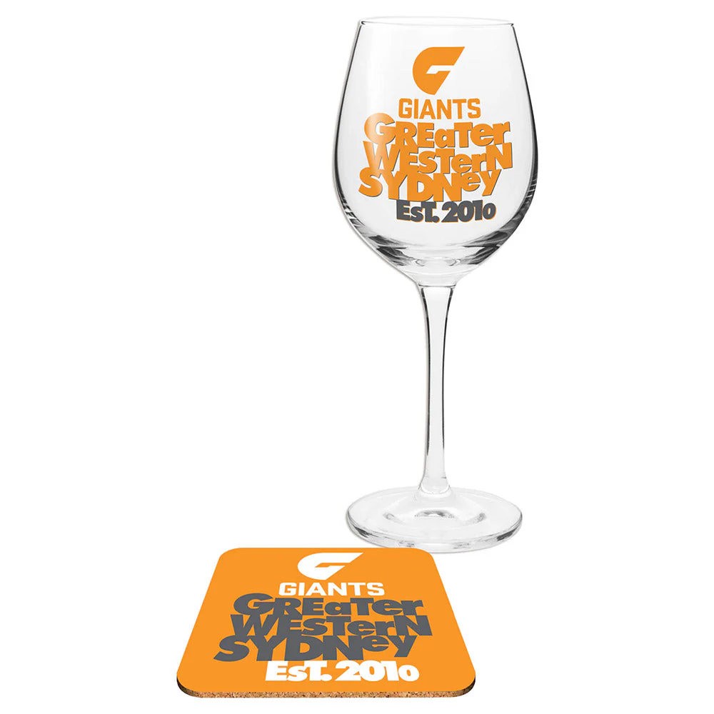 GWS Giants Wine Glass And Coaster - Image 2
