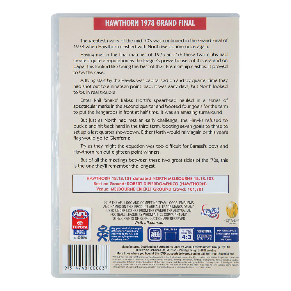 Hawthorn 1978 Premiers Dvd - Image 4