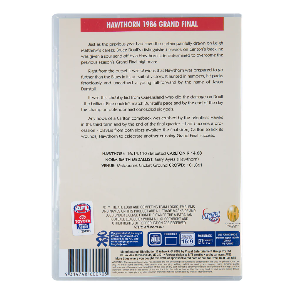 Hawthorn 1986 Premiers Dvd - Image 2