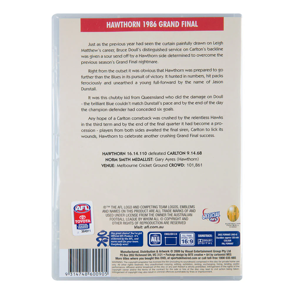 Hawthorn 1986 Premiers Dvd - Image 4