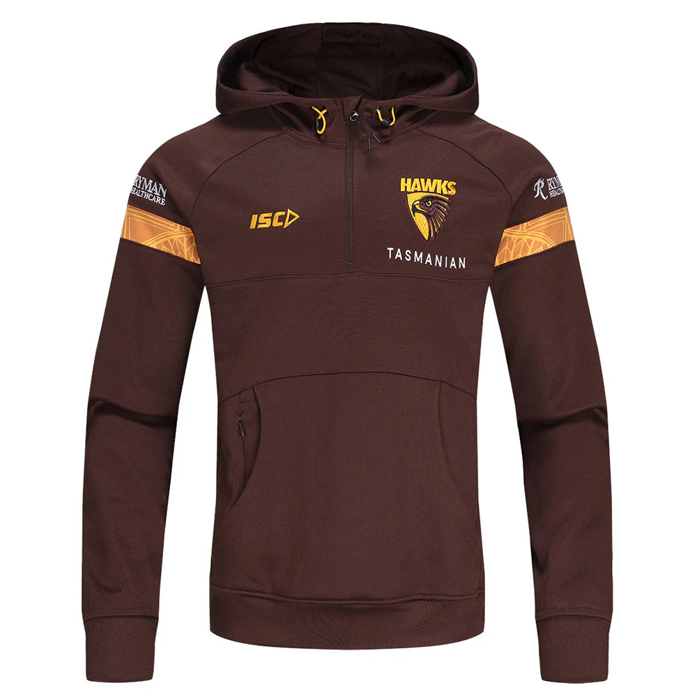Hawthorn 2024 Authentic Mens Squad Hoodie - Brown - Image 4