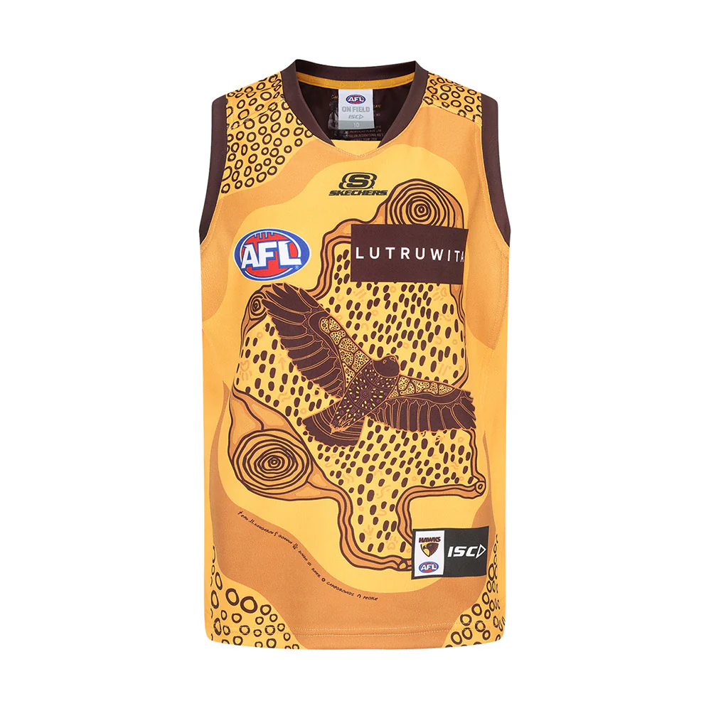 Hawthorn 2024 Authentic Youth Gold Indigenous Guernsey