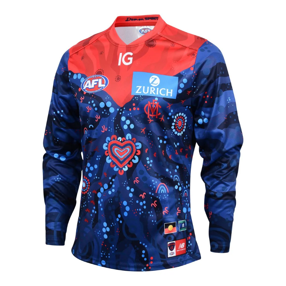 Melbourne Demons 2024 Authentic Mens Indigenous Long Sleeve Guernsey