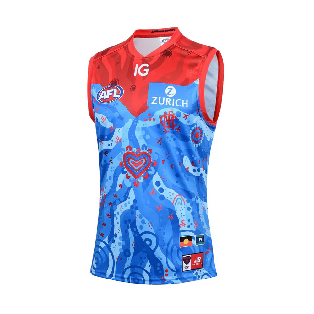 Melbourne Demons 2024 Authentic Youth Indigenous Away Guernsey