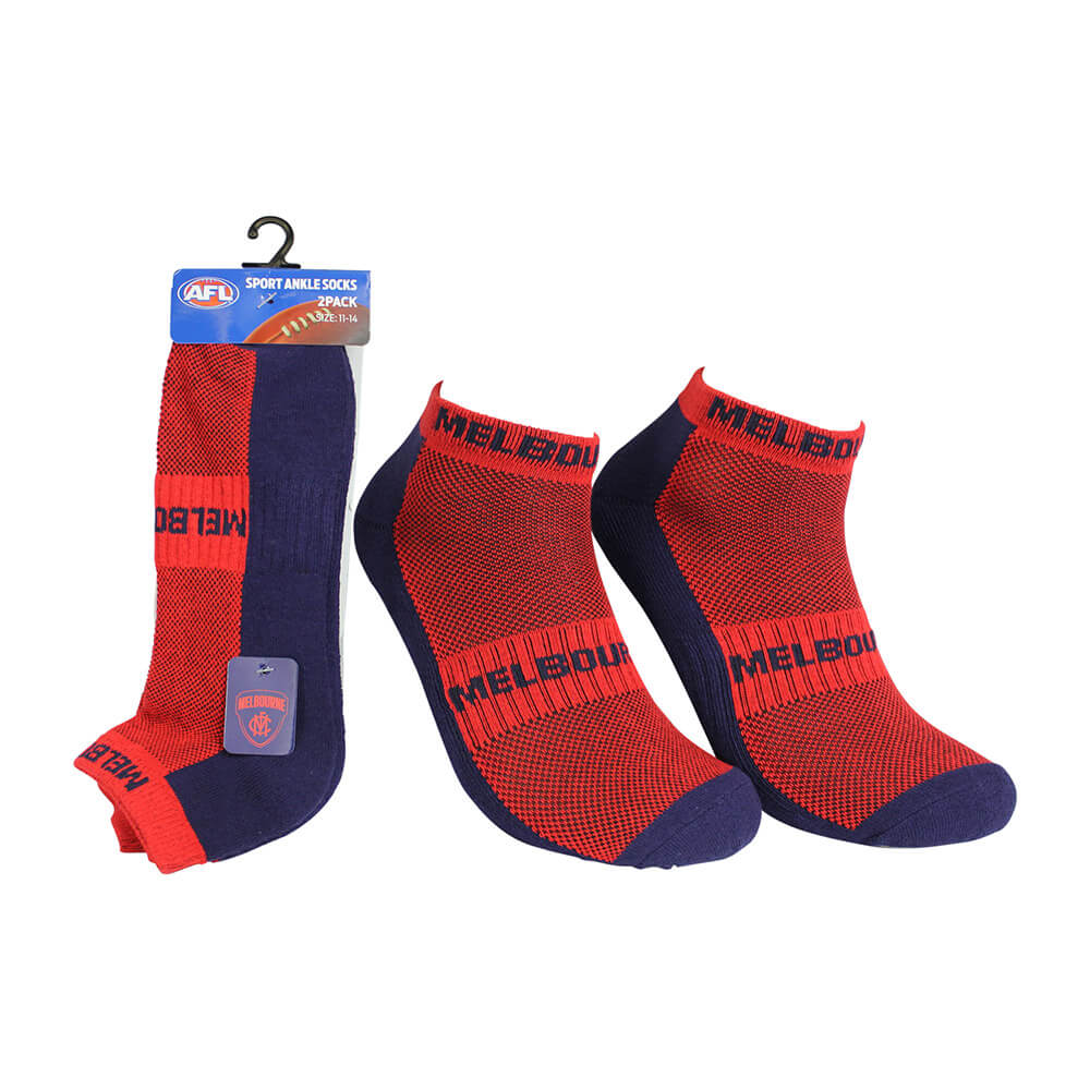 Melbourne Demons Mens Ankle Socks - 2pk