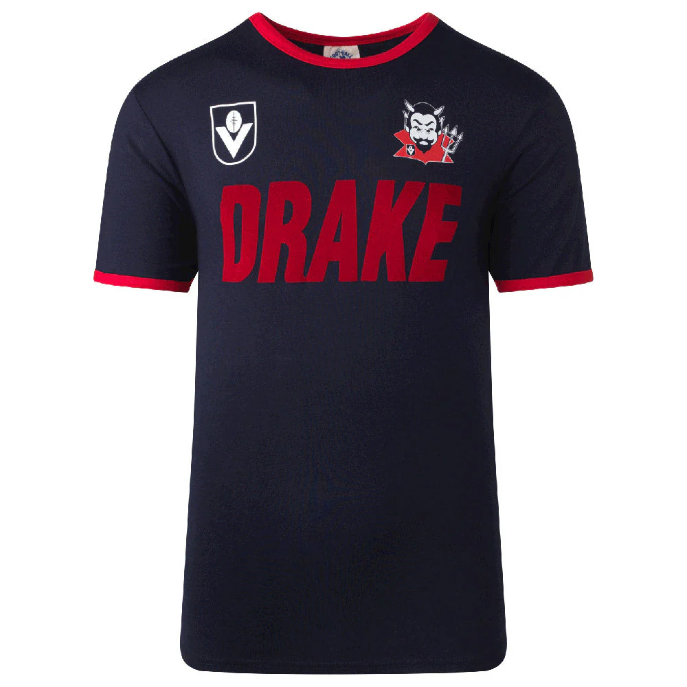 Melbourne Demons Mens Navy Throwback Tee - Image 3