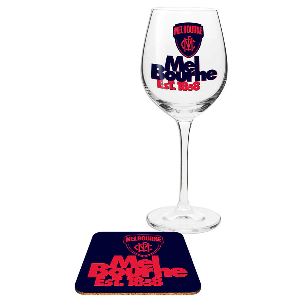 Melbourne Demons Wine Glass And Coaster