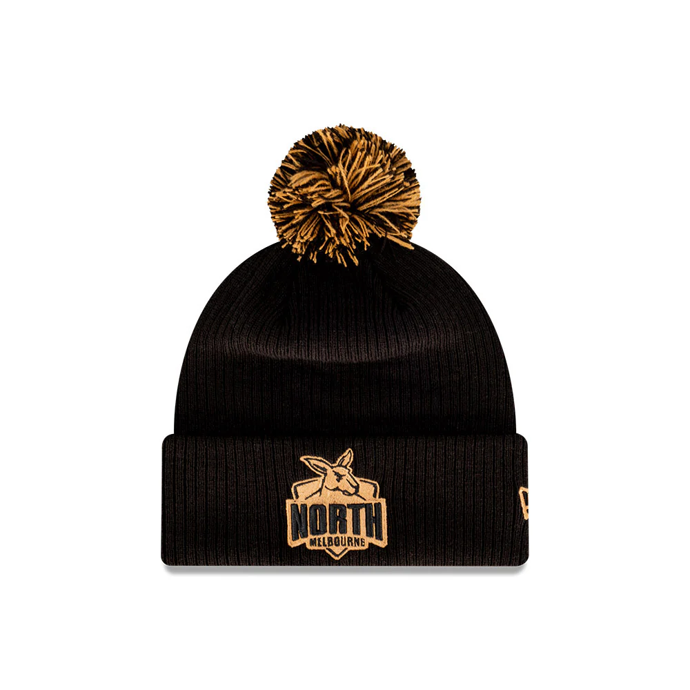 North Melbourne New Era Black Wheat Knitted Beanie