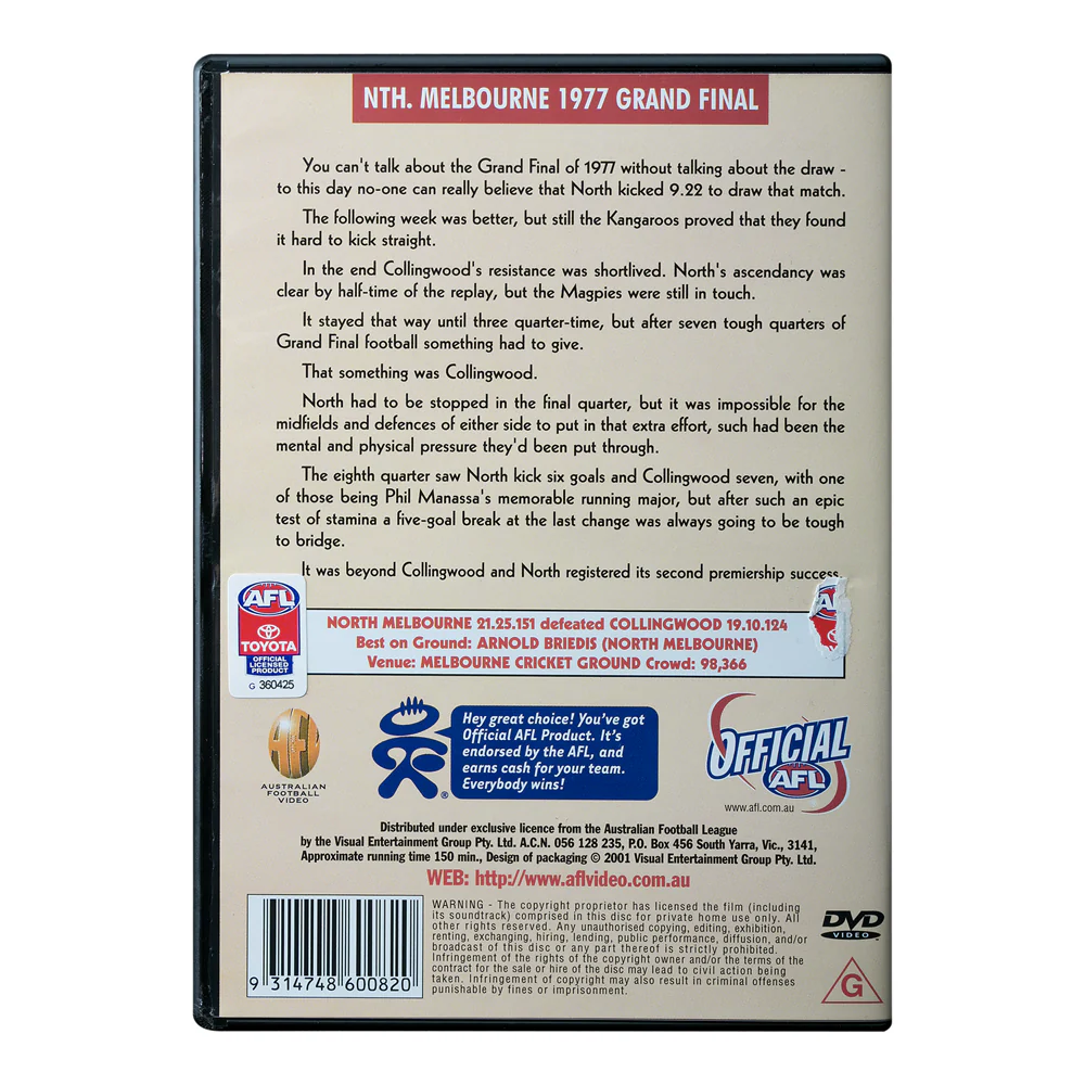 North Melbourne 1977 Premiers Dvd - Image 2