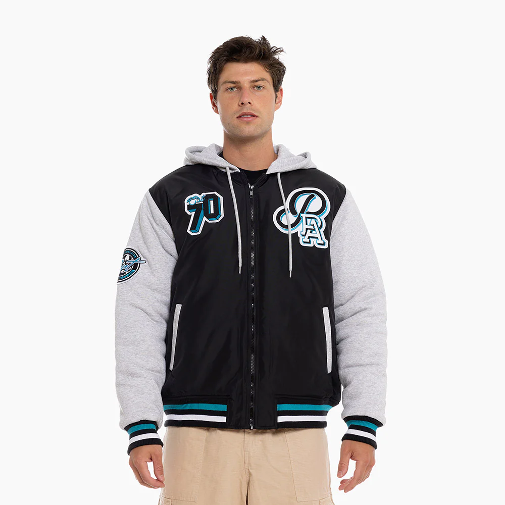 Port Adelaide Adult Patchwork Bomber Jacket - Image 2
