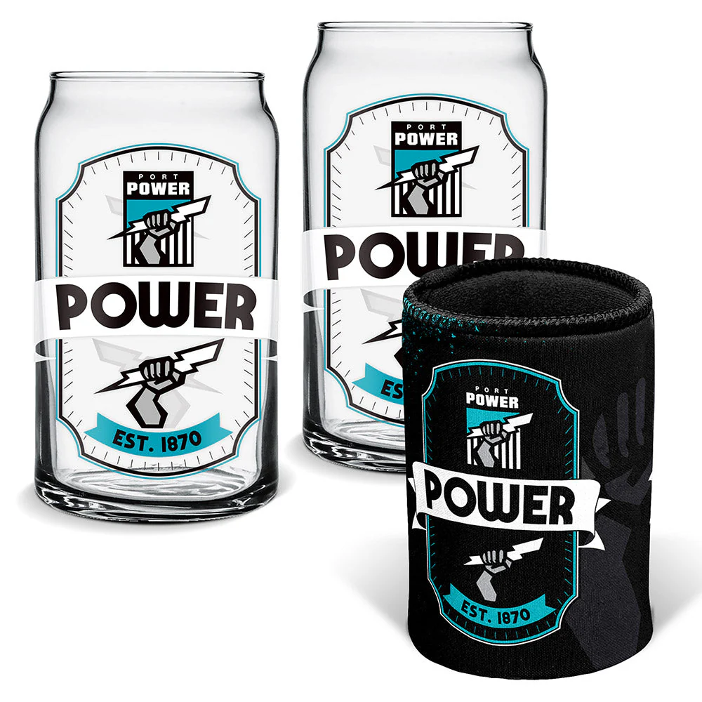 Port Adelaide Can Glasses & Can Cooler - Image 2