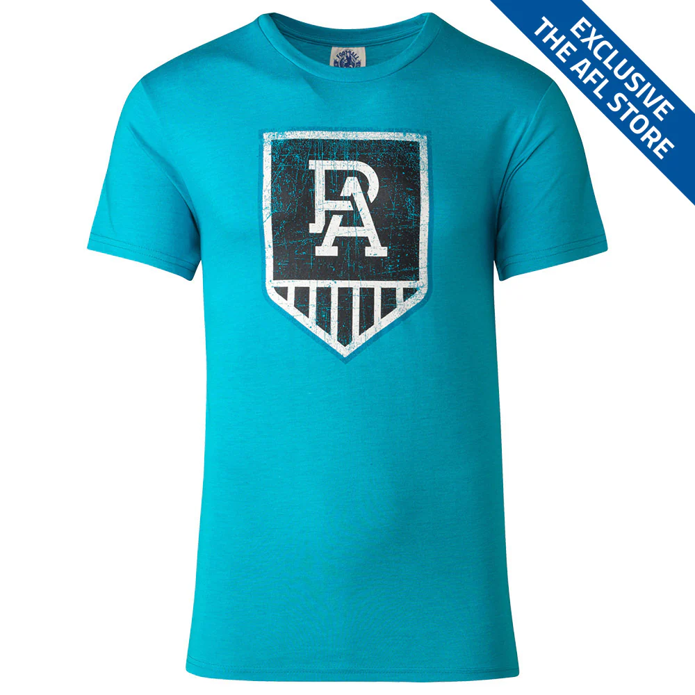 Port Adelaide Mens Retro Shield Tee