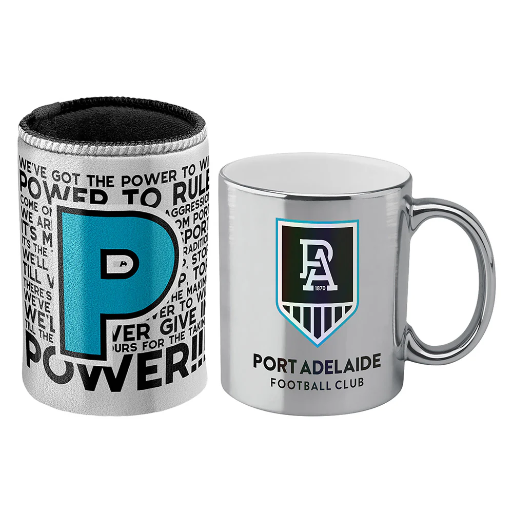 Port Adelaide Metallic Can Cooler And Mug Pack