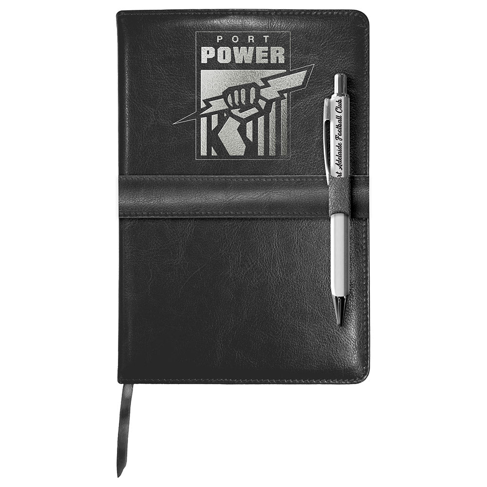 Port Adelaide Notebook & Pen Gift Pack - Image 2
