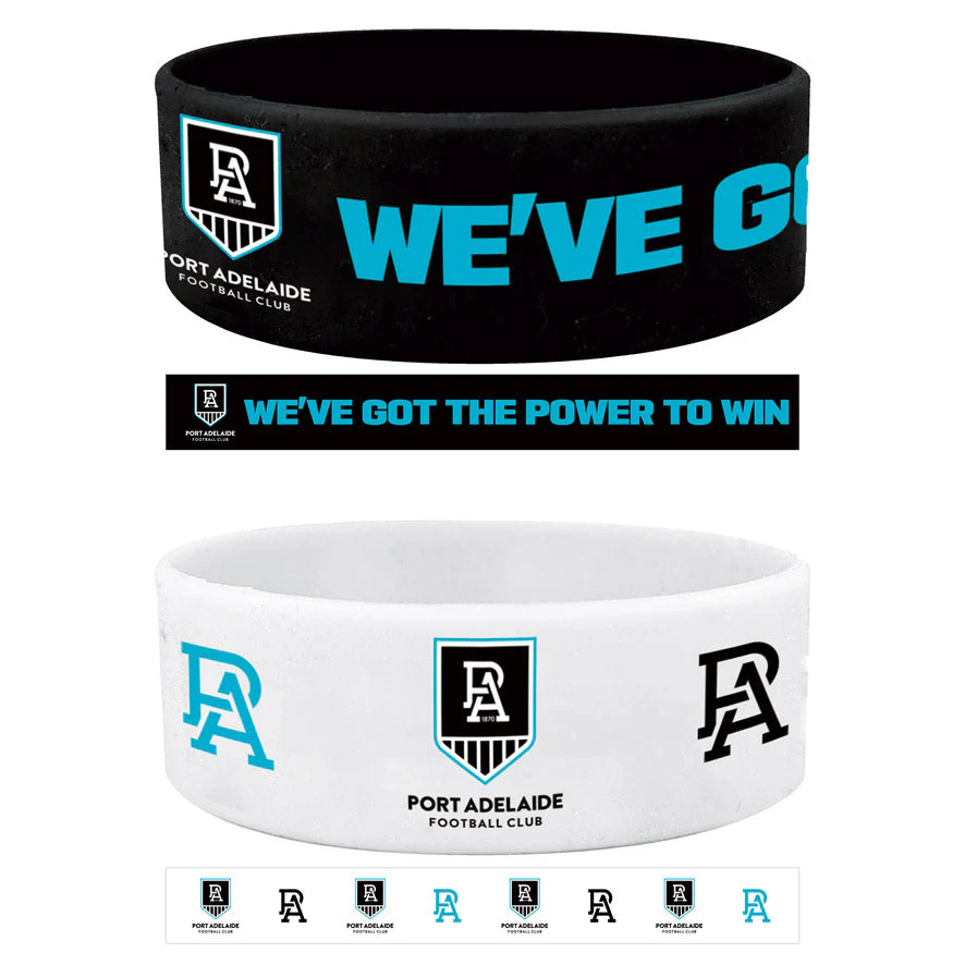 Port Adelaide Silicone Wrist Bands 2 Pack