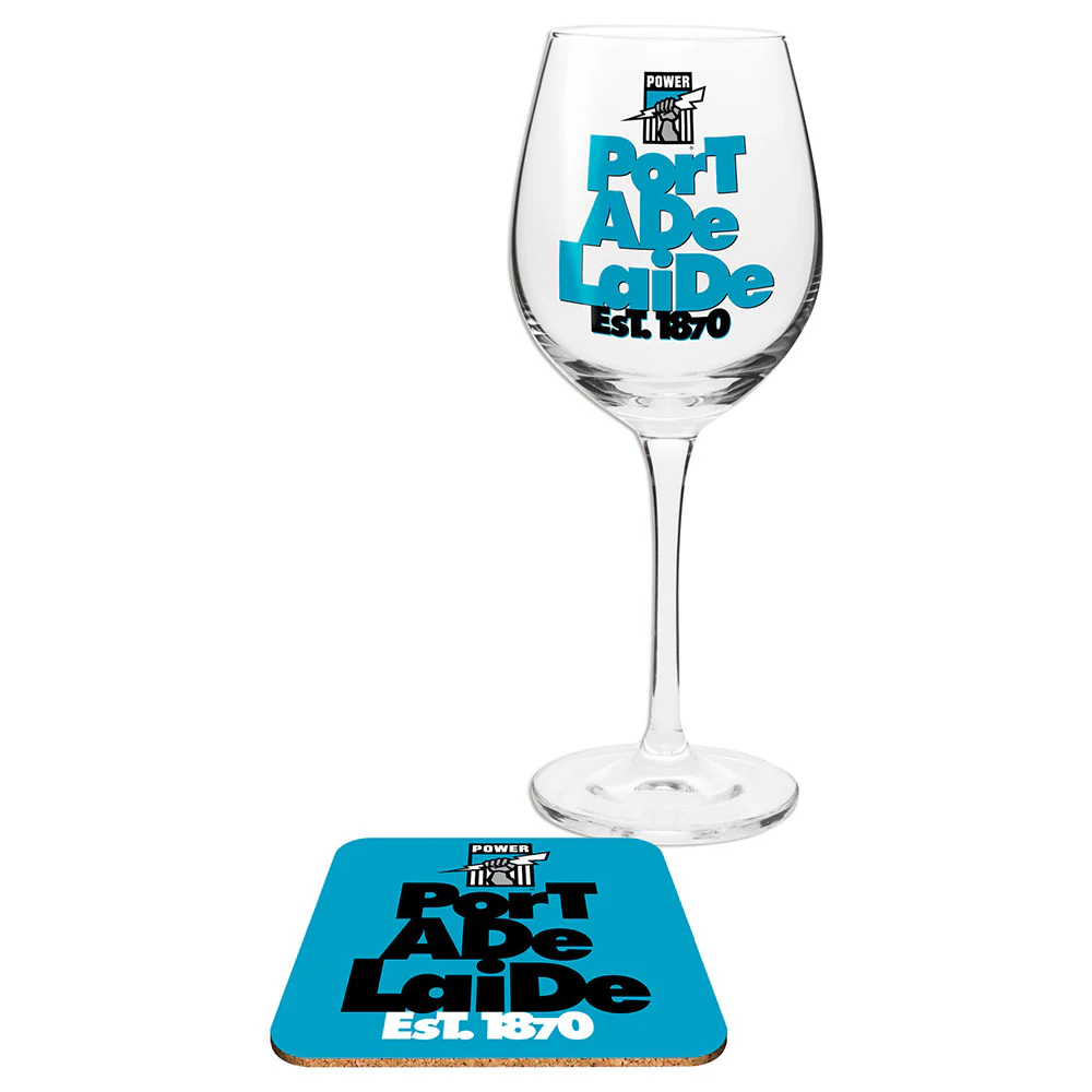 Port Adelaide Wine Glass And Coaster