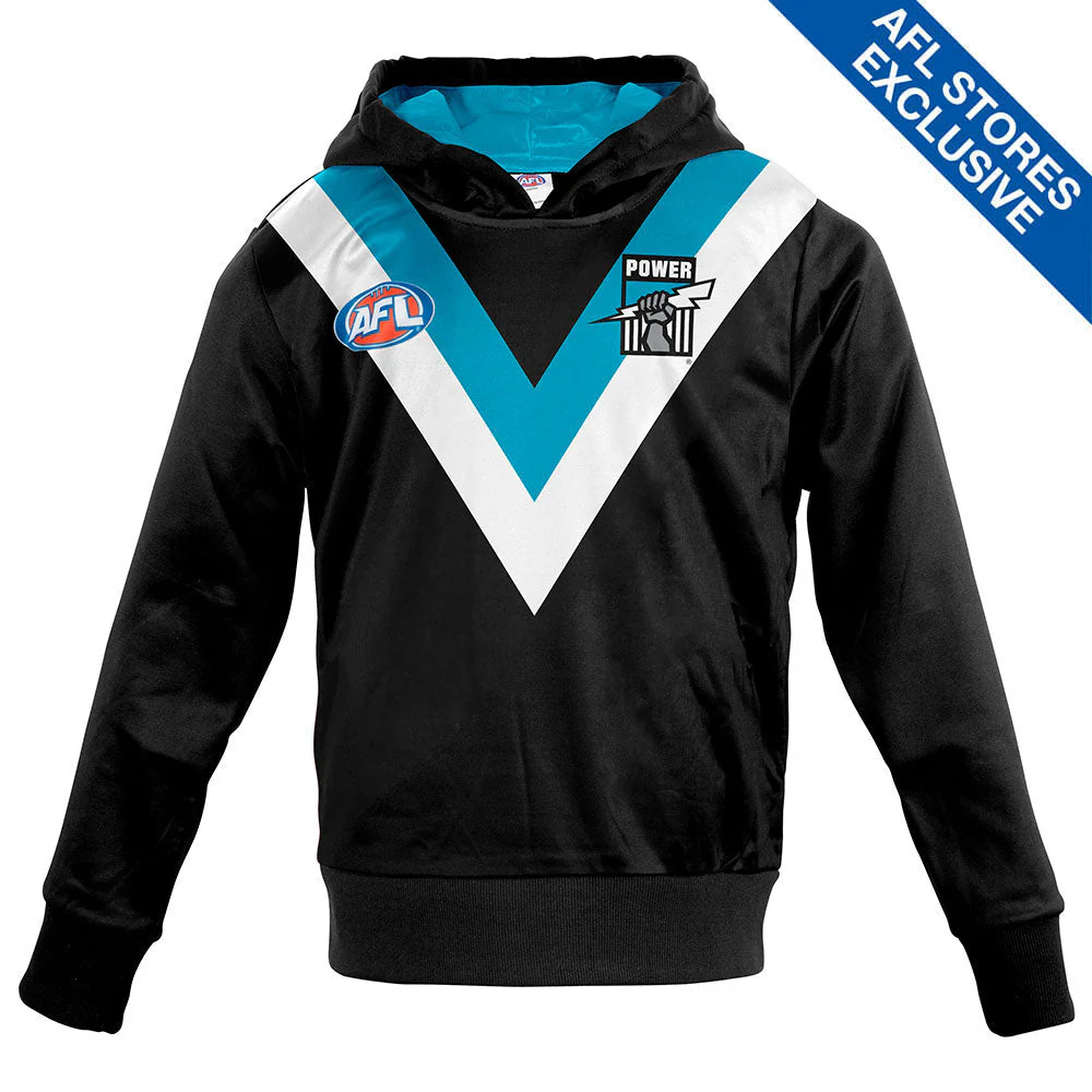 Port Adelaide Youth Long-Sleeved Guernsey Hoody - Image 4