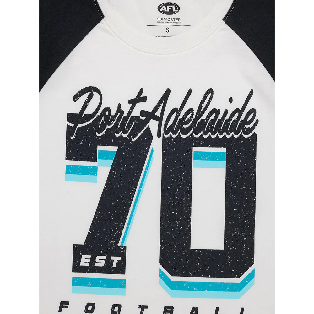 Port Adelaide 2-Tone Womens Raglan Tee - Image 3