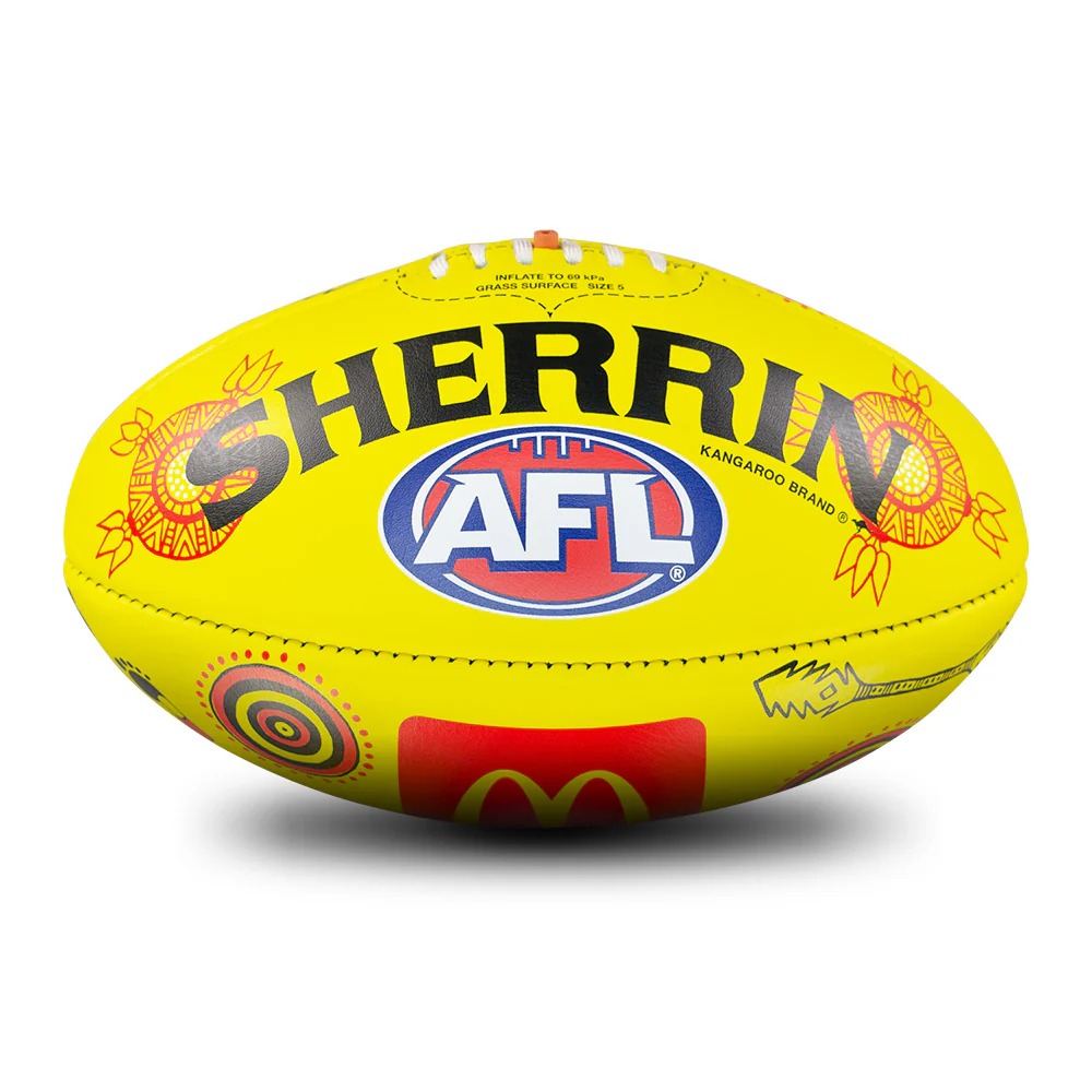 Sherrin Yellow Indigenous Leather Game Ball