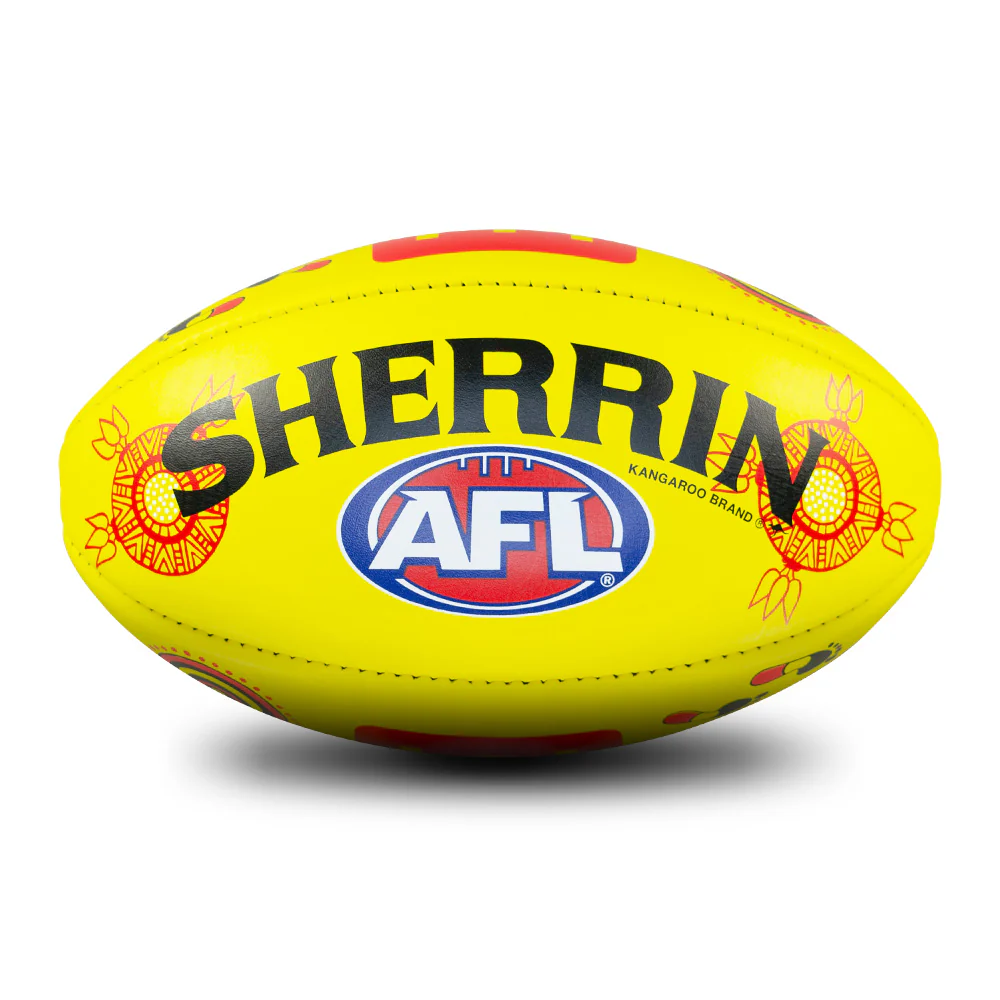 Sherrin Yellow Indigenous Leather Game Ball - Image 4
