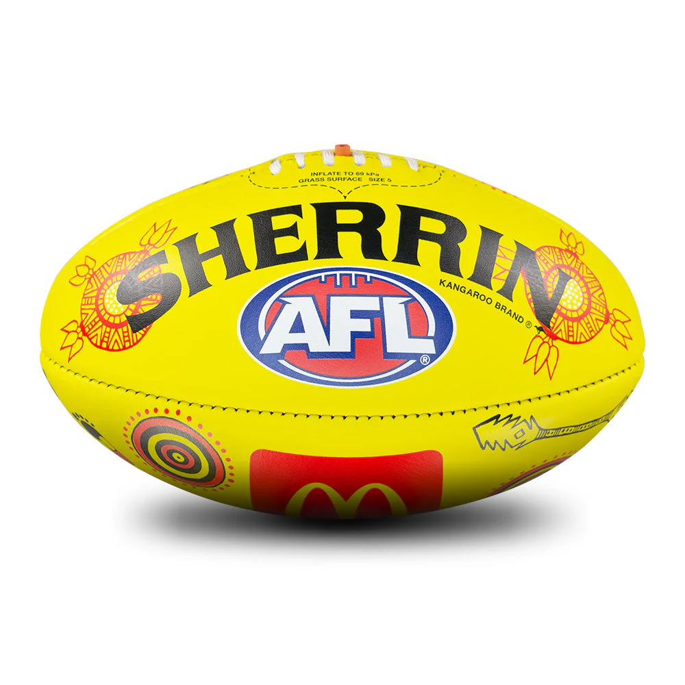 Sherrin Yellow Indigenous Leather Game Ball - Image 5