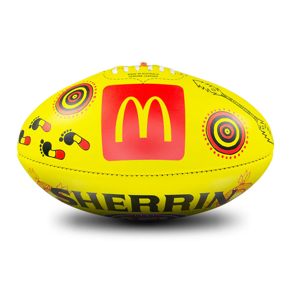 Sherrin Yellow Indigenous Leather Game Ball - Image 6
