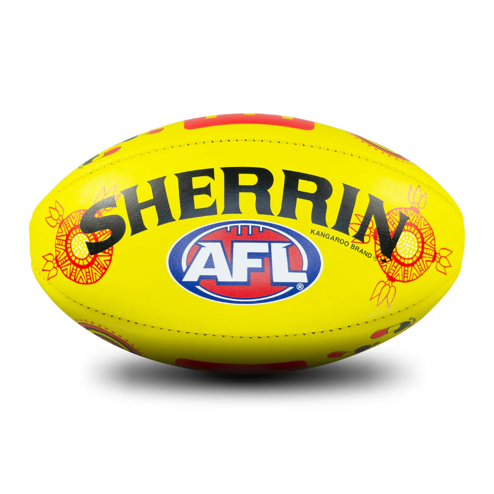 Sherrin Yellow Indigenous Leather Game Ball - Image 7