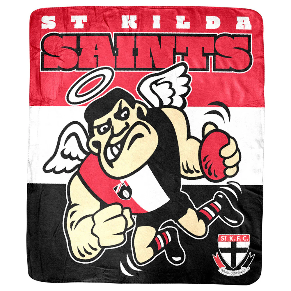 St Kilda Retro Mascot Coral Fleece Throw Rug - Image 2