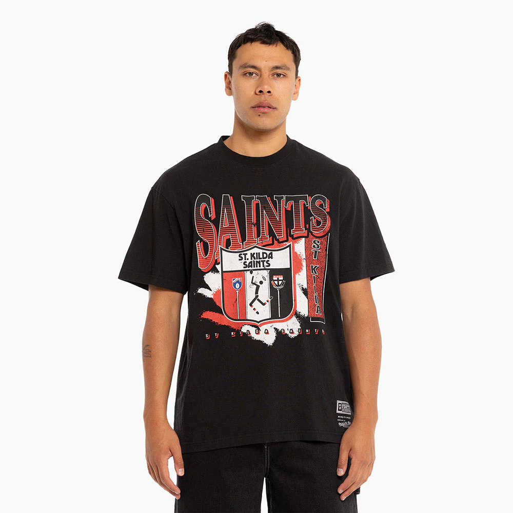 St Kilda Mitchell & Ness Adults Vintage Brush Off Tee - Image 6