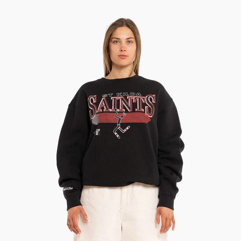 St Kilda Mitchell & Ness Adults Underscore Crew Neck Sweater - Image 10