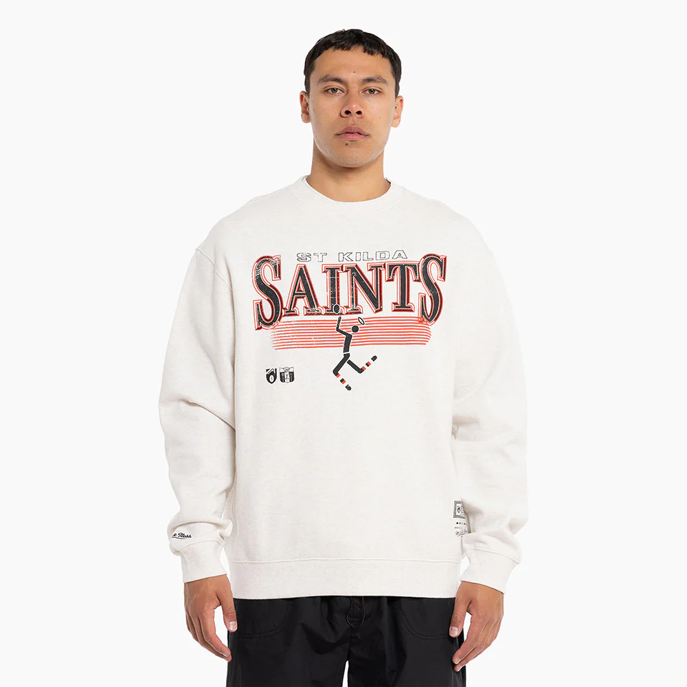 St Kilda Mitchell & Ness Adults Underscore Crew Neck Sweater - Image 2