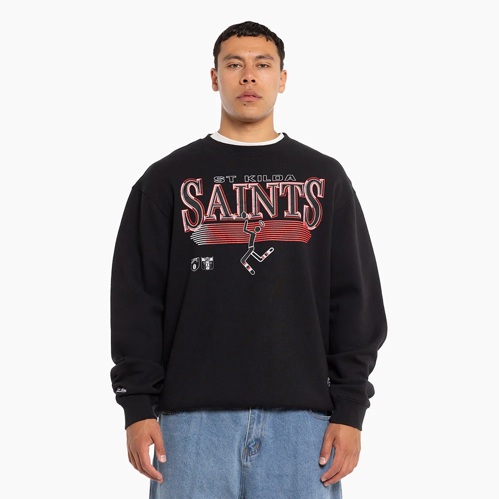 St Kilda Mitchell & Ness Adults Underscore Crew Neck Sweater - Image 4
