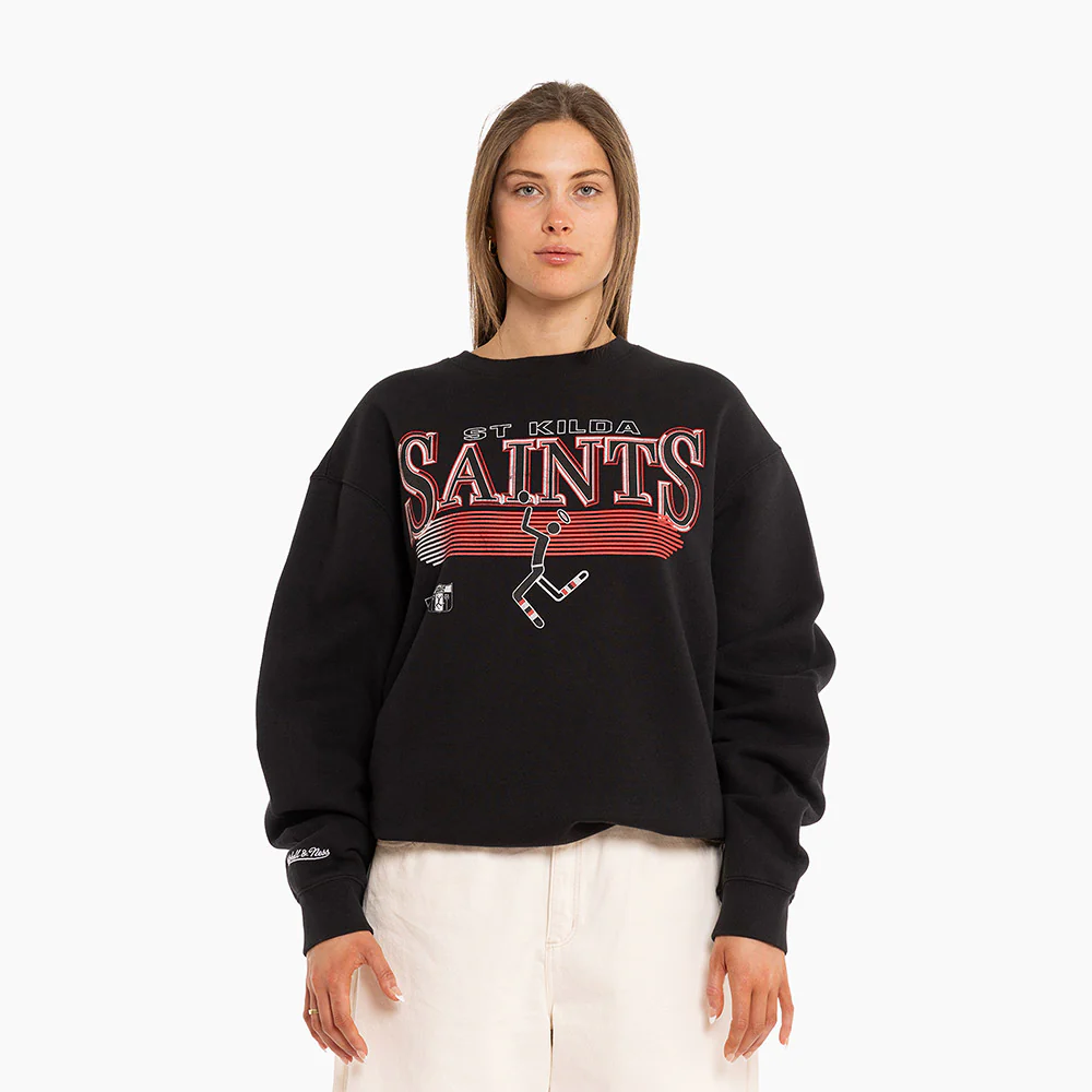 St Kilda Mitchell & Ness Adults Underscore Crew Neck Sweater - Image 5