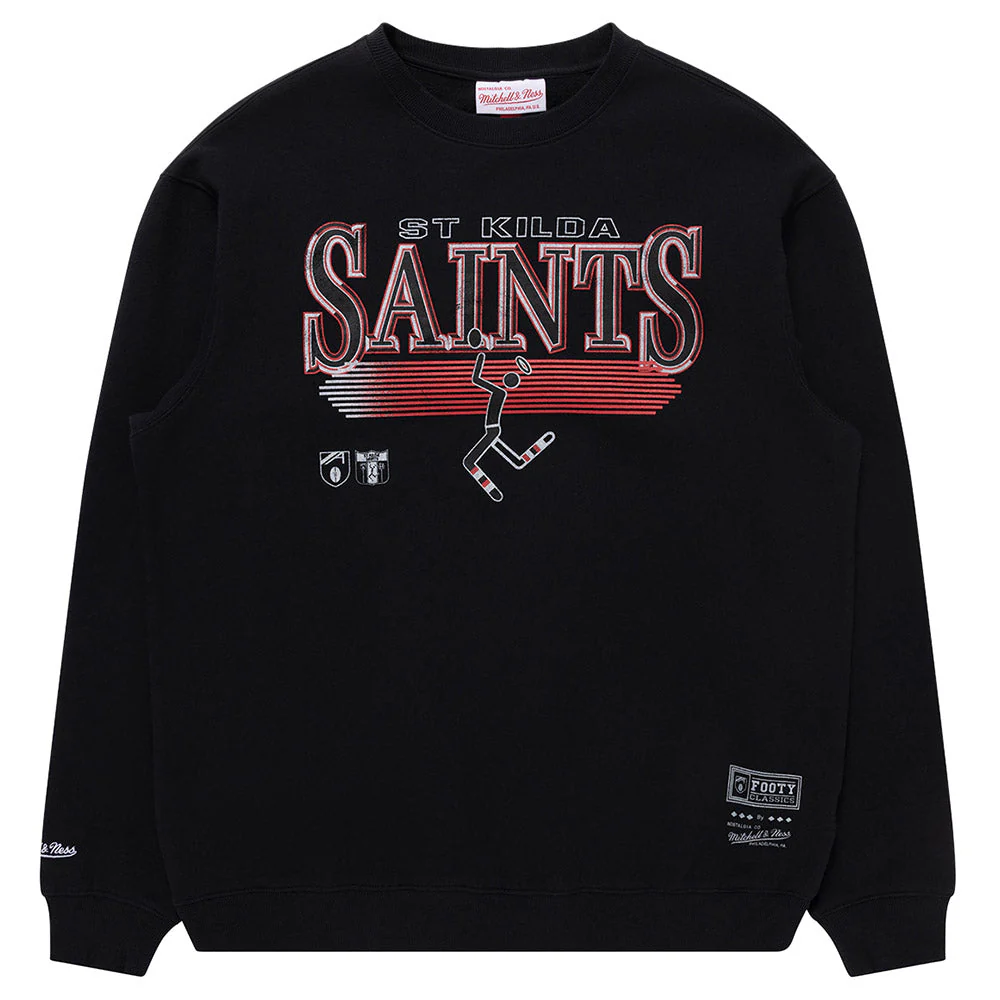 St Kilda Mitchell & Ness Adults Underscore Crew Neck Sweater - Image 7