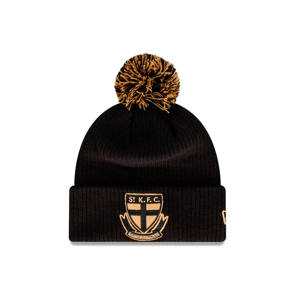St Kilda New Era Black Wheat Knitted Beanie