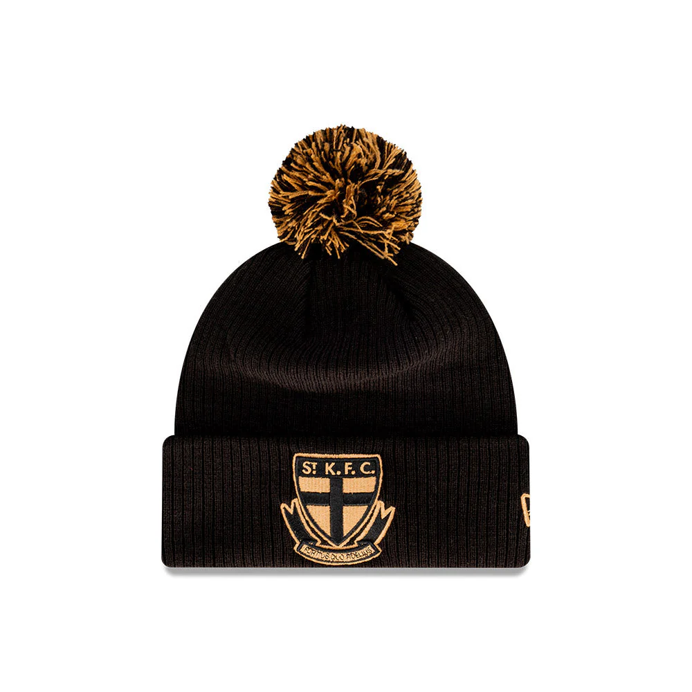St Kilda New Era Black Wheat Knitted Beanie - Image 3