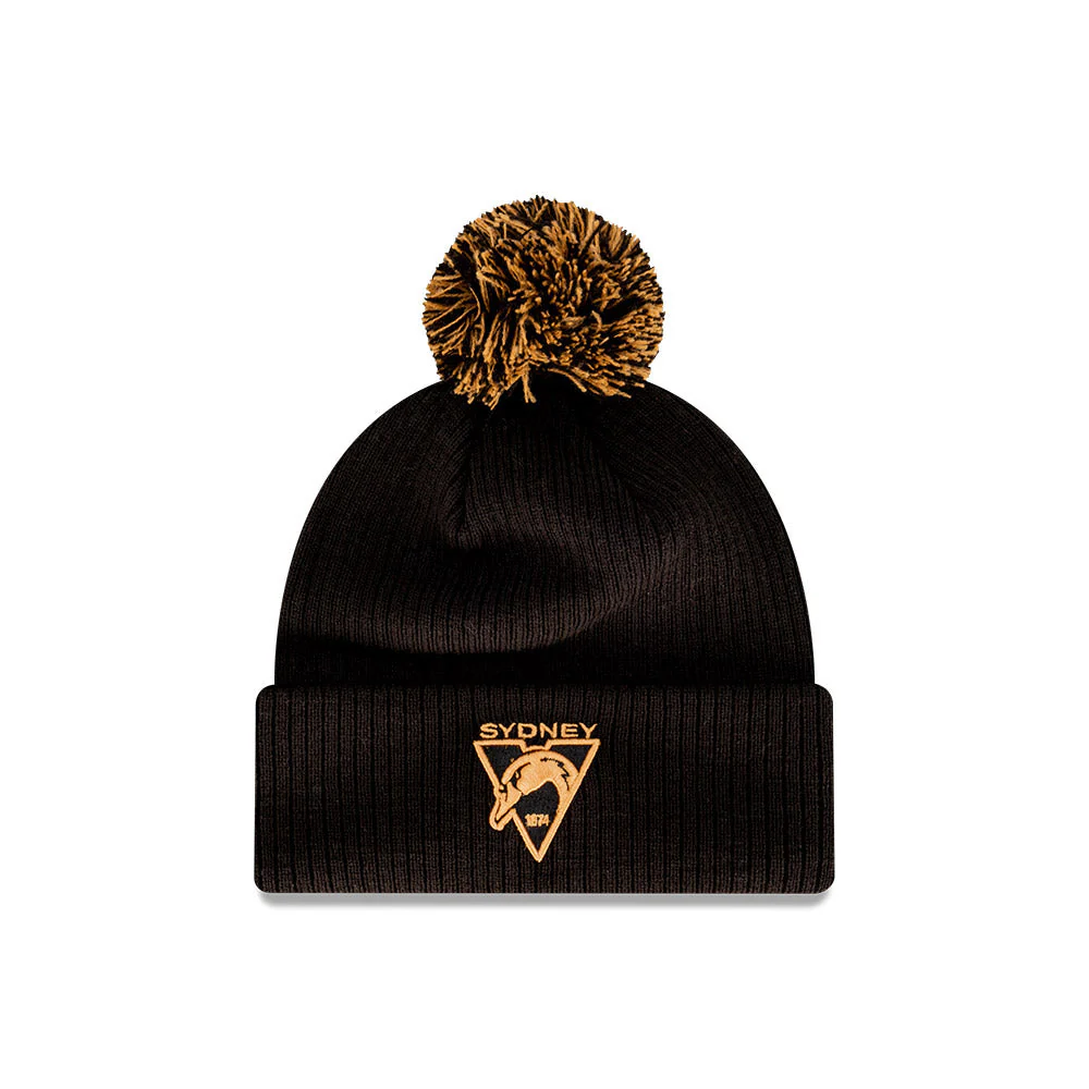 Sydney Swans New Era Black Wheat Knitted Beanie - Image 3