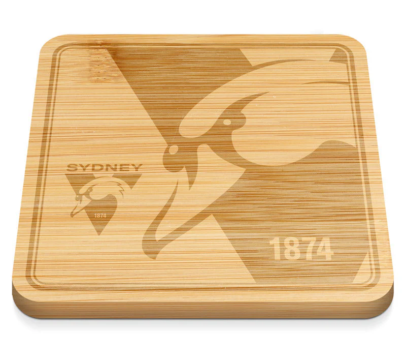 Sydney Swans 35cm Square Bamboo Cheese Board