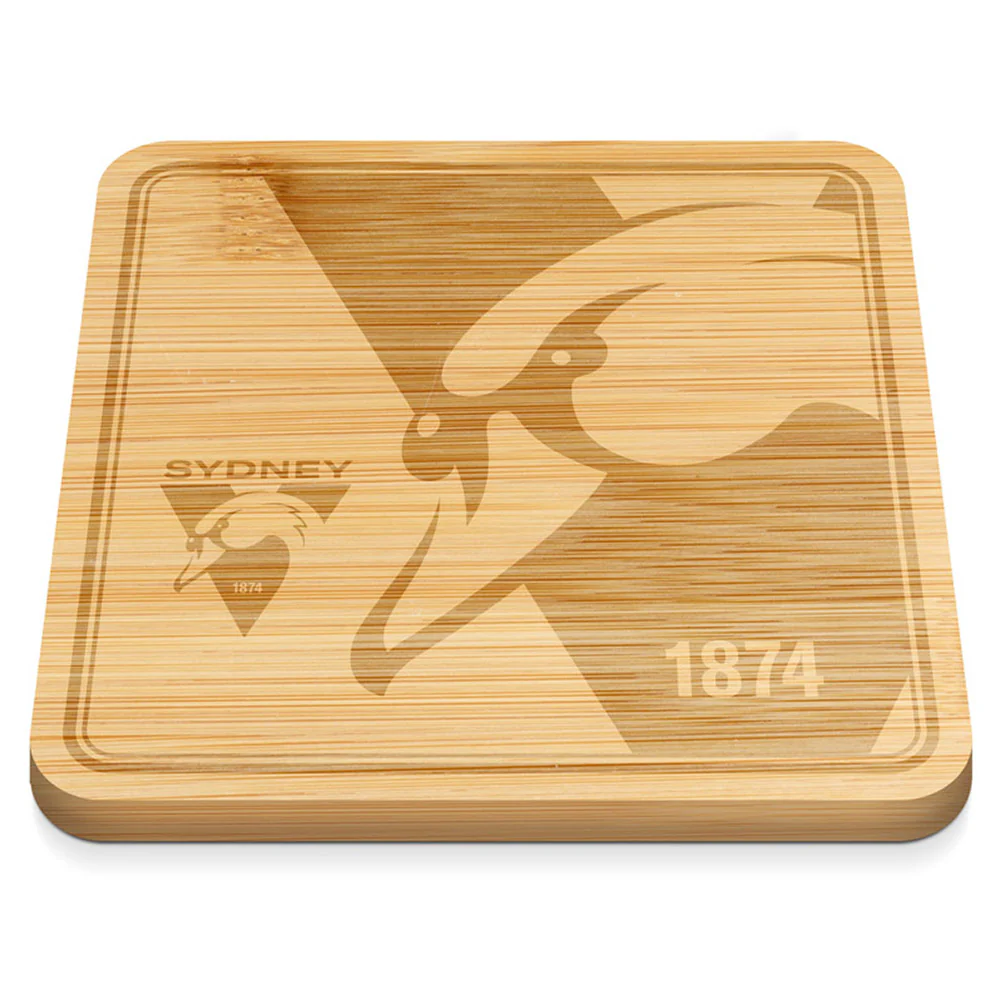 Sydney Swans 35cm Square Bamboo Cheese Board - Image 2